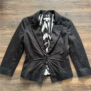New York & Company Black Blazer with Patterned Lining